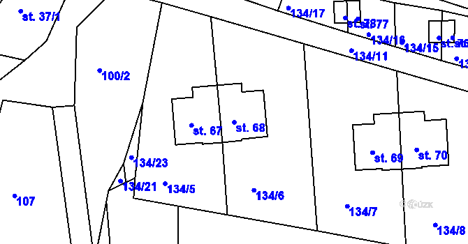 Parcela st. 68 v KÚ Kydliny, Katastrální mapa