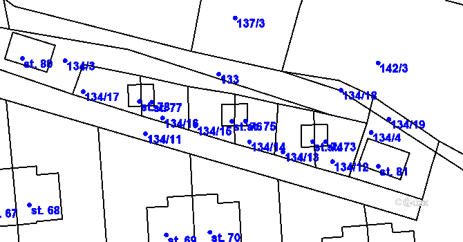 Parcela st. 76 v KÚ Kydliny, Katastrální mapa