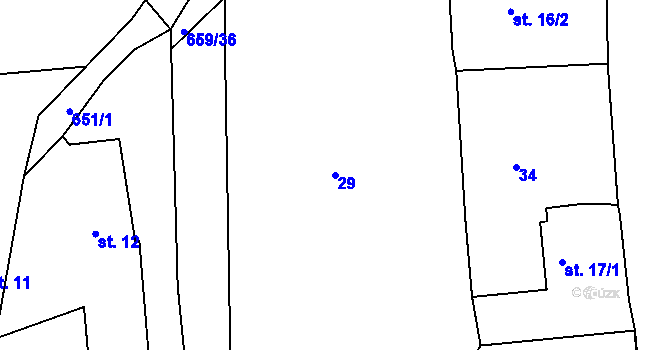 Parcela st. 29 v KÚ Kydliny, Katastrální mapa