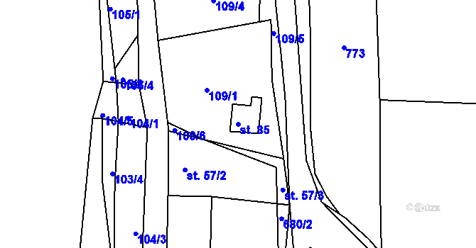 Parcela st. 85 v KÚ Kydliny, Katastrální mapa