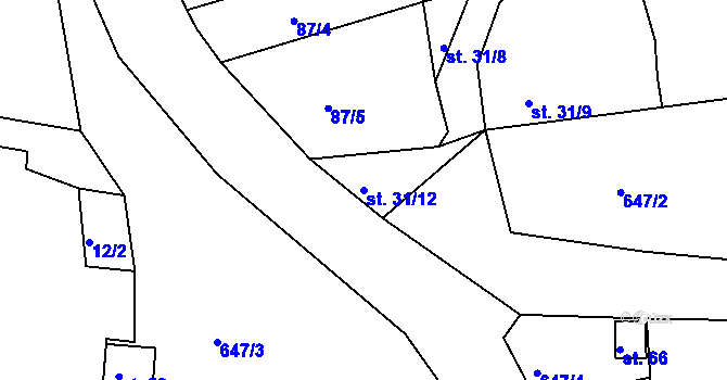 Parcela st. 31/12 v KÚ Kydliny, Katastrální mapa