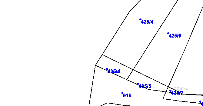 Parcela st. 425/3 v KÚ Kydliny, Katastrální mapa