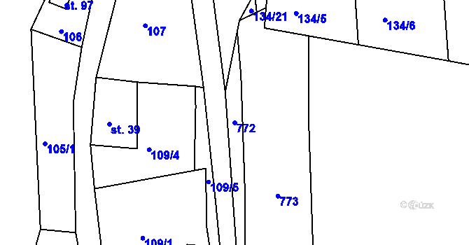 Parcela st. 772 v KÚ Kydliny, Katastrální mapa