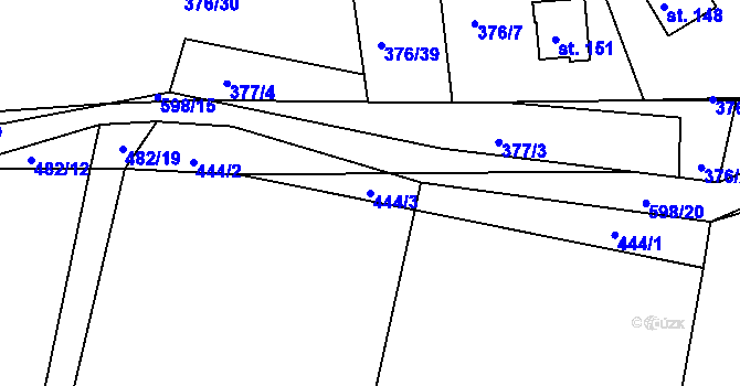 Parcela st. 444/3 v KÚ Kyjov u Havlíčkova Brodu, Katastrální mapa