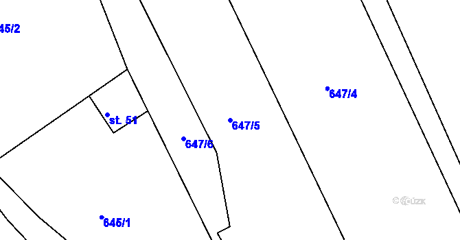 Parcela st. 647/5 v KÚ Kyjov u Havlíčkova Brodu, Katastrální mapa