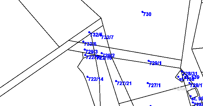 Parcela st. 729/2 v KÚ Kyjov u Havlíčkova Brodu, Katastrální mapa