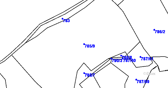 Parcela st. 785/9 v KÚ Kyjov u Havlíčkova Brodu, Katastrální mapa