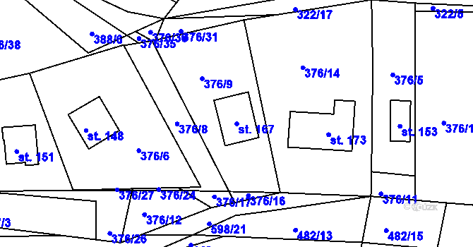Parcela st. 167 v KÚ Kyjov u Havlíčkova Brodu, Katastrální mapa
