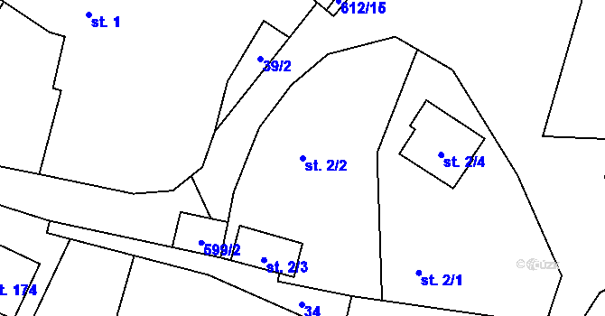Parcela st. 2/2 v KÚ Kyjov u Havlíčkova Brodu, Katastrální mapa