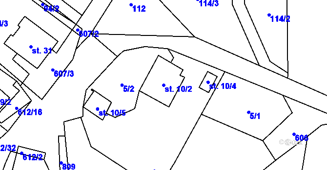 Parcela st. 10/2 v KÚ Kyjov u Havlíčkova Brodu, Katastrální mapa