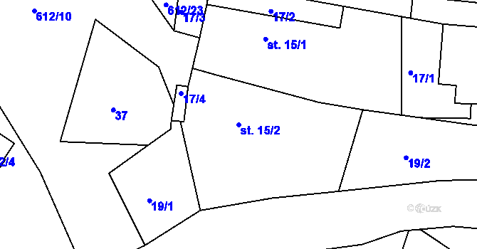 Parcela st. 15/2 v KÚ Kyjov u Havlíčkova Brodu, Katastrální mapa