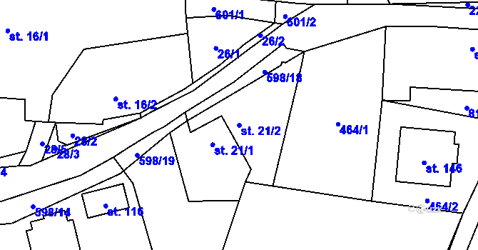 Parcela st. 21/2 v KÚ Kyjov u Havlíčkova Brodu, Katastrální mapa