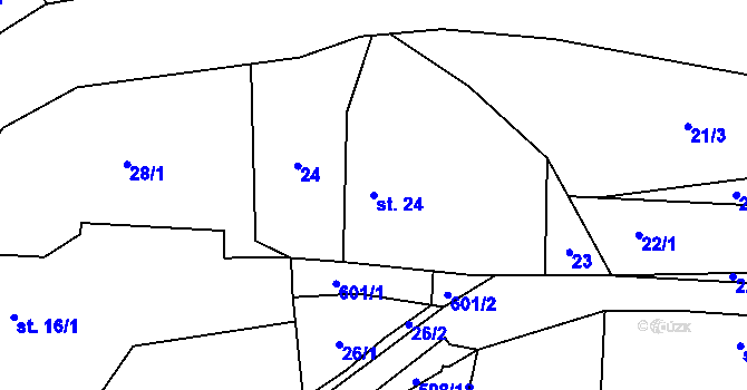 Parcela st. 24 v KÚ Kyjov u Havlíčkova Brodu, Katastrální mapa