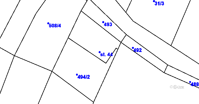 Parcela st. 44 v KÚ Kyjov u Havlíčkova Brodu, Katastrální mapa