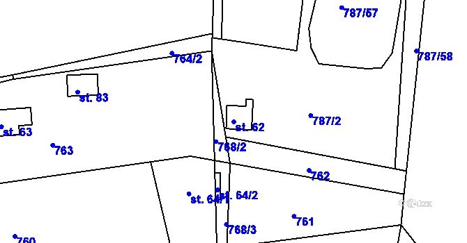 Parcela st. 62 v KÚ Kyjov u Havlíčkova Brodu, Katastrální mapa