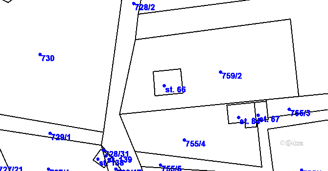 Parcela st. 66 v KÚ Kyjov u Havlíčkova Brodu, Katastrální mapa