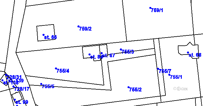 Parcela st. 67 v KÚ Kyjov u Havlíčkova Brodu, Katastrální mapa