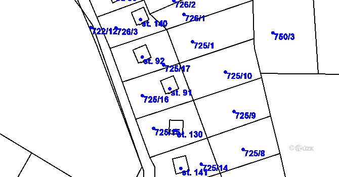 Parcela st. 91 v KÚ Kyjov u Havlíčkova Brodu, Katastrální mapa