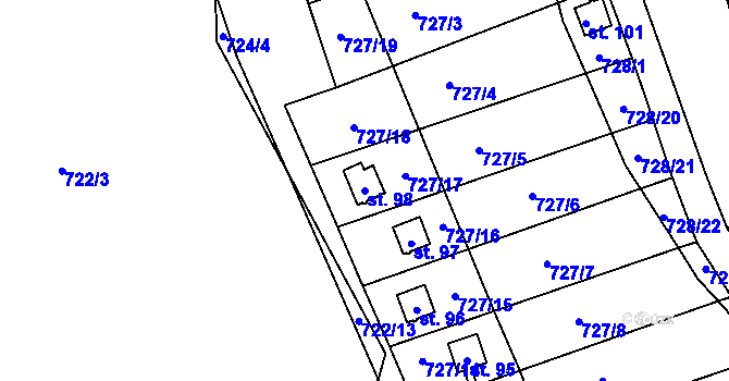 Parcela st. 98 v KÚ Kyjov u Havlíčkova Brodu, Katastrální mapa