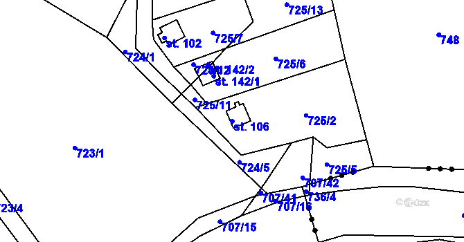 Parcela st. 106 v KÚ Kyjov u Havlíčkova Brodu, Katastrální mapa