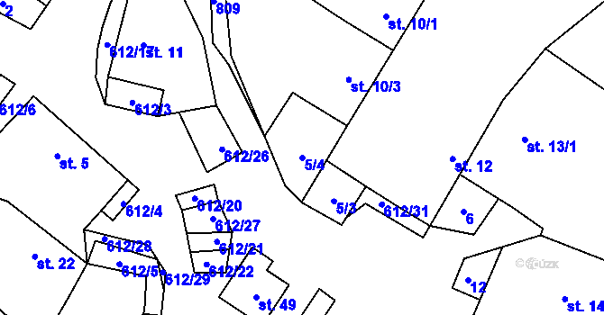 Parcela st. 5/4 v KÚ Kyjov u Havlíčkova Brodu, Katastrální mapa