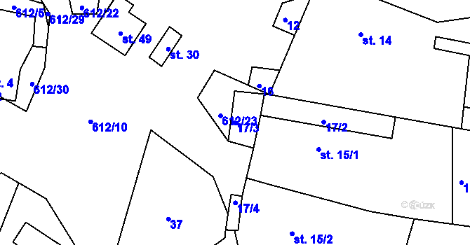 Parcela st. 17/3 v KÚ Kyjov u Havlíčkova Brodu, Katastrální mapa