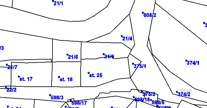 Parcela st. 21/6 v KÚ Kyjov u Havlíčkova Brodu, Katastrální mapa