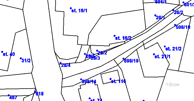 Parcela st. 28/2 v KÚ Kyjov u Havlíčkova Brodu, Katastrální mapa