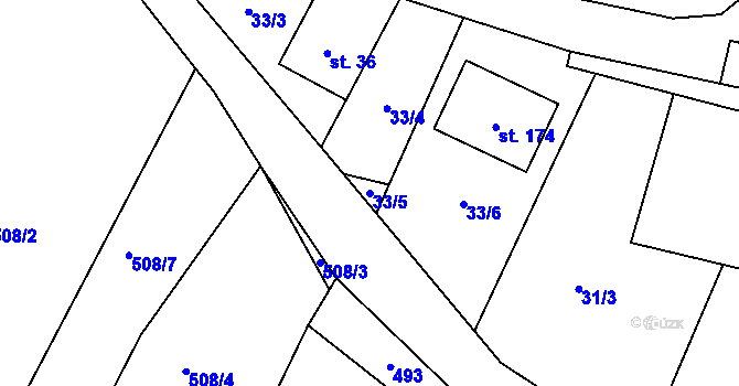Parcela st. 33/5 v KÚ Kyjov u Havlíčkova Brodu, Katastrální mapa