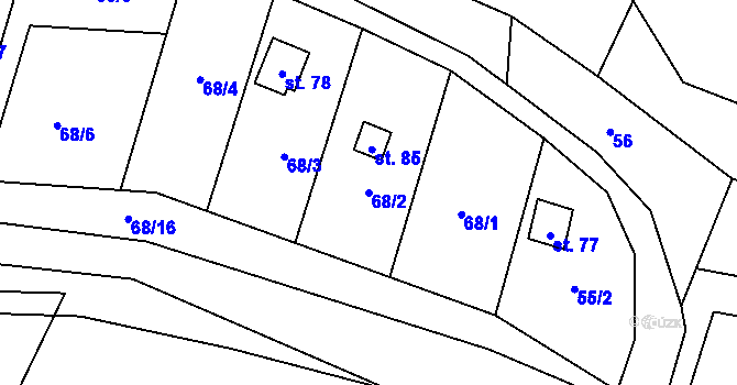 Parcela st. 68/2 v KÚ Kyjov u Havlíčkova Brodu, Katastrální mapa