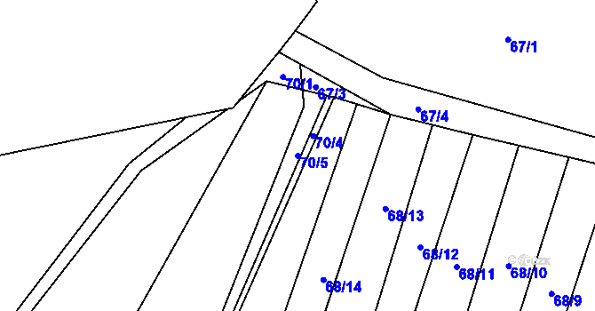 Parcela st. 70/5 v KÚ Kyjov u Havlíčkova Brodu, Katastrální mapa