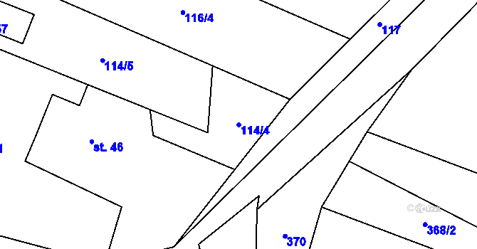 Parcela st. 114/4 v KÚ Kyjov u Havlíčkova Brodu, Katastrální mapa