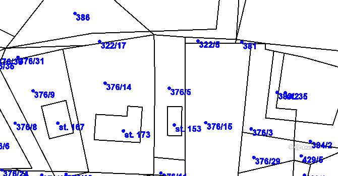 Parcela st. 376/5 v KÚ Kyjov u Havlíčkova Brodu, Katastrální mapa