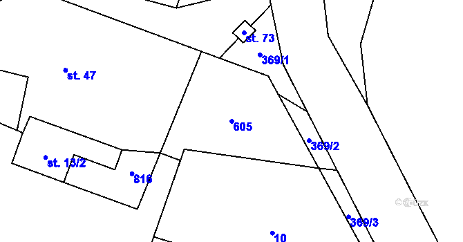 Parcela st. 605 v KÚ Kyjov u Havlíčkova Brodu, Katastrální mapa