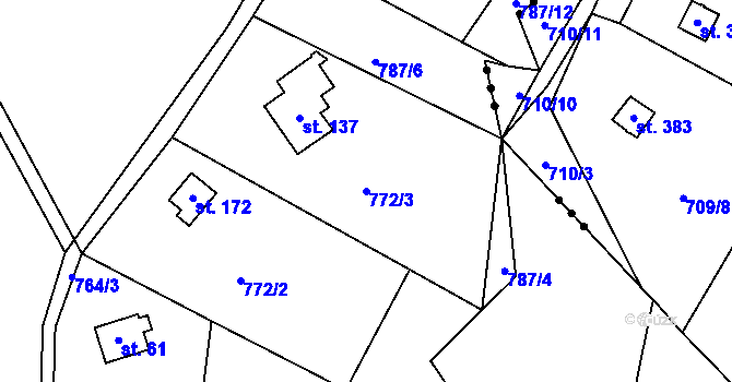 Parcela st. 772/3 v KÚ Kyjov u Havlíčkova Brodu, Katastrální mapa