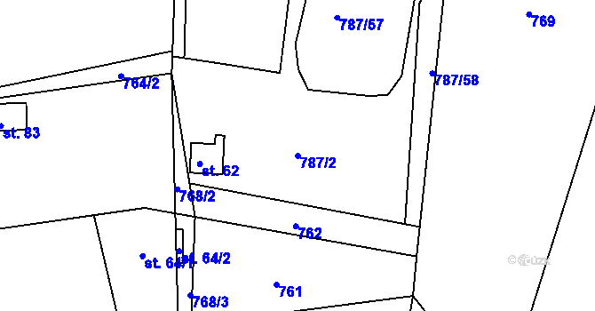Parcela st. 787/2 v KÚ Kyjov u Havlíčkova Brodu, Katastrální mapa