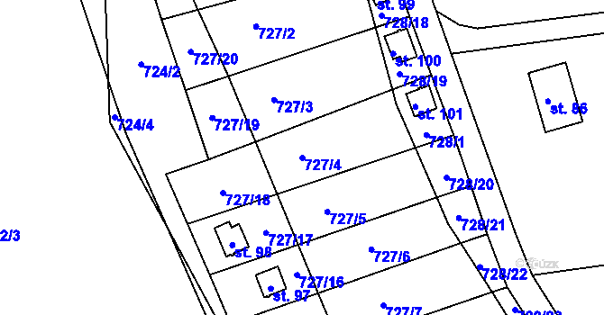 Parcela st. 727/4 v KÚ Kyjov u Havlíčkova Brodu, Katastrální mapa