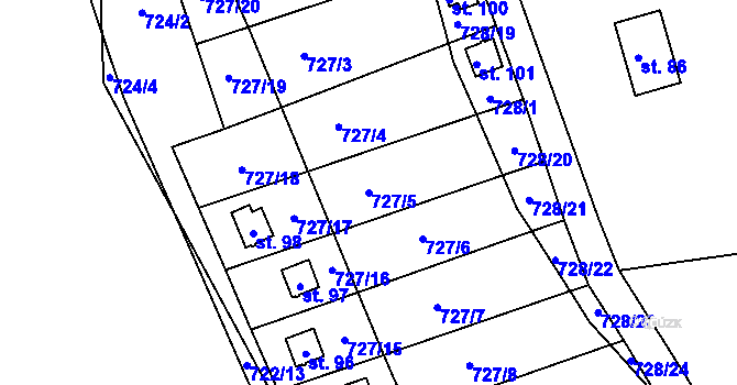 Parcela st. 727/5 v KÚ Kyjov u Havlíčkova Brodu, Katastrální mapa