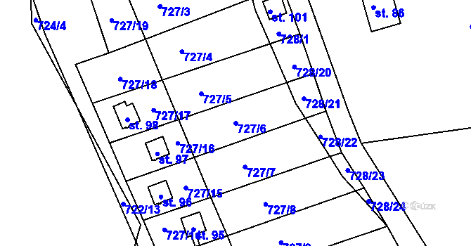 Parcela st. 727/6 v KÚ Kyjov u Havlíčkova Brodu, Katastrální mapa