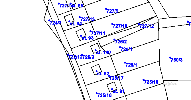 Parcela st. 140 v KÚ Kyjov u Havlíčkova Brodu, Katastrální mapa