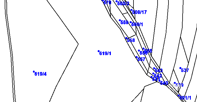Parcela st. 619/1 v KÚ Kyjov u Havlíčkova Brodu, Katastrální mapa