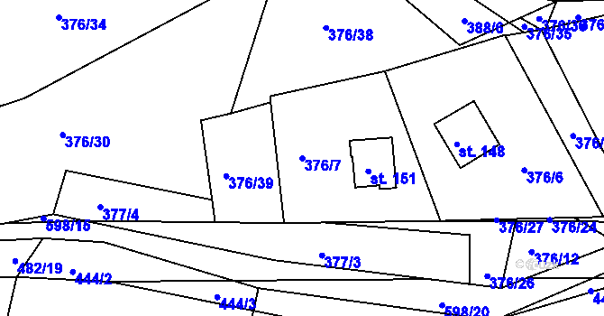 Parcela st. 376/7 v KÚ Kyjov u Havlíčkova Brodu, Katastrální mapa