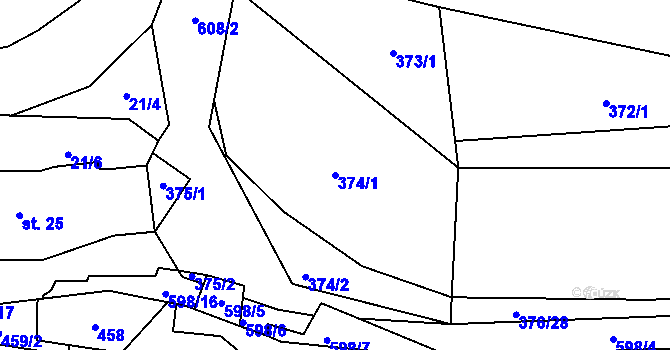Parcela st. 374/1 v KÚ Kyjov u Havlíčkova Brodu, Katastrální mapa