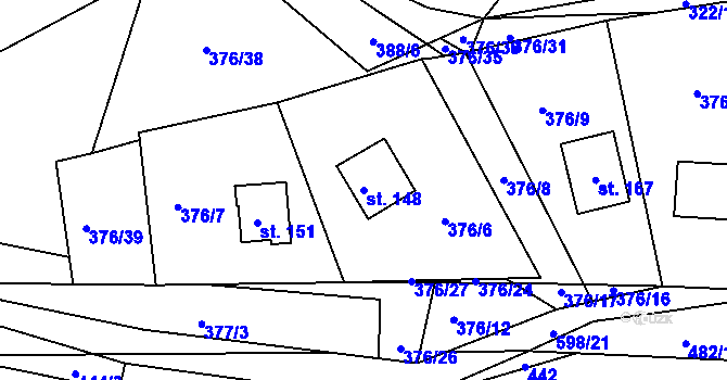 Parcela st. 148 v KÚ Kyjov u Havlíčkova Brodu, Katastrální mapa
