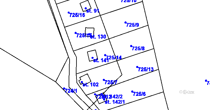 Parcela st. 725/14 v KÚ Kyjov u Havlíčkova Brodu, Katastrální mapa