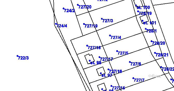 Parcela st. 727/18 v KÚ Kyjov u Havlíčkova Brodu, Katastrální mapa