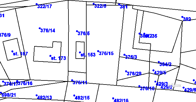 Parcela st. 376/15 v KÚ Kyjov u Havlíčkova Brodu, Katastrální mapa