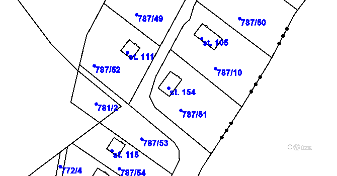 Parcela st. 154 v KÚ Kyjov u Havlíčkova Brodu, Katastrální mapa