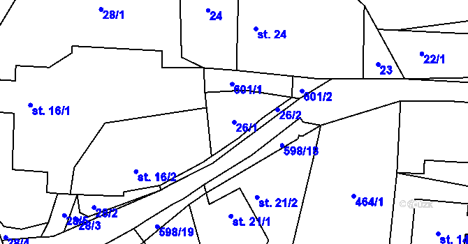 Parcela st. 26/1 v KÚ Kyjov u Havlíčkova Brodu, Katastrální mapa