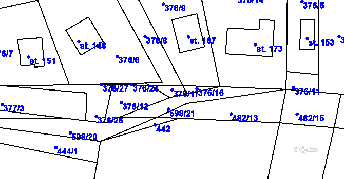 Parcela st. 376/17 v KÚ Kyjov u Havlíčkova Brodu, Katastrální mapa